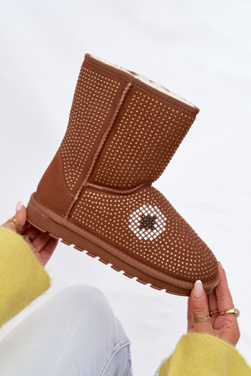 Dekorierte hohe Damenwinterstiefel, braune Farbe Galivra