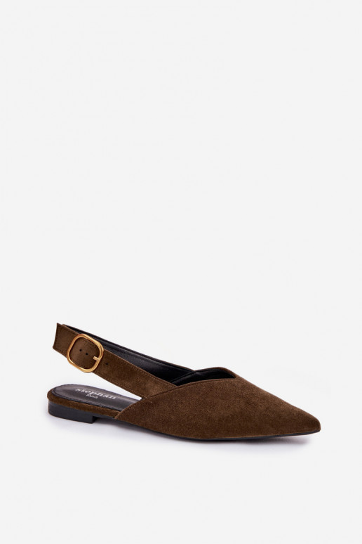 Ballerinas mit goldenen Schnallen aus Öko-INildlederoZue grüne Farbe Palerra