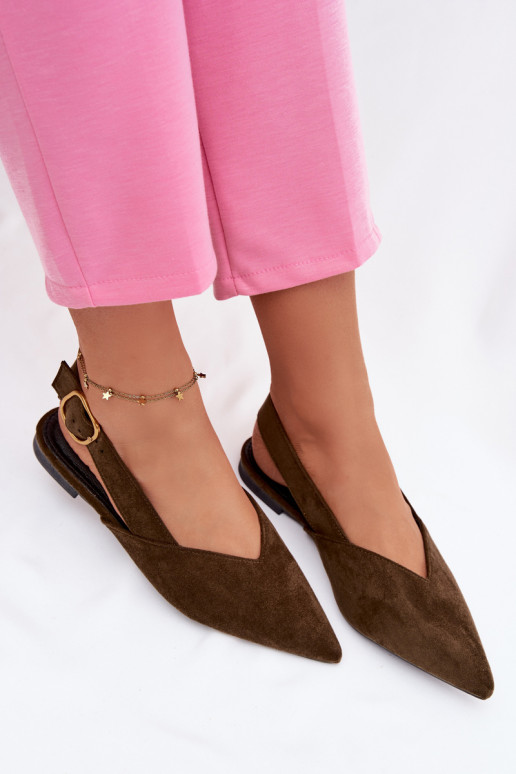 Ballerinas mit goldenen Schnallen aus Öko-INildlederoZue grüne Farbe Palerra