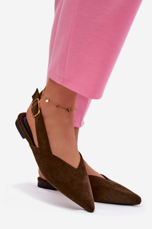 Ballerinas mit goldenen Schnallen aus Öko-INildlederoZue grüne Farbe Palerra