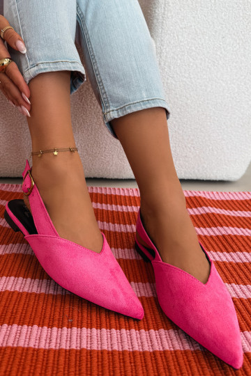Ballerinas mit goldenen Schnallen aus Öko-INildlederoZue pinke Farbe Palerra