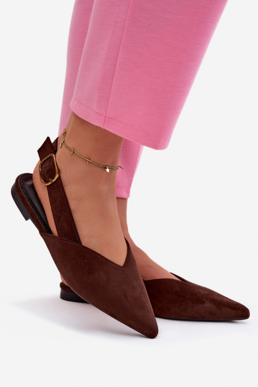 Ballerinas mit goldenen Schnallen aus Öko-INildlederoZue CzekoladoZue Palerra