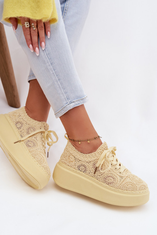 SzydełkoZue Turnschuhe Feminin mit einer Plattform gelbe Farbe Evalora