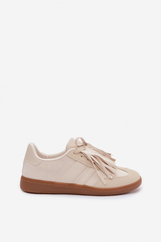 Sneakers Stilvollllschuhe Feminin mit Fransen Beige Dorivelle
