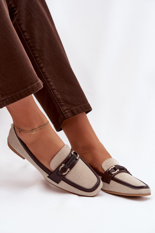 Damen braun-beige Mokassins mit dekorativen Elementen „Evelora"