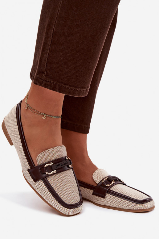 Damen braun-beige Mokassins mit dekorativen Elementen „Evelora"