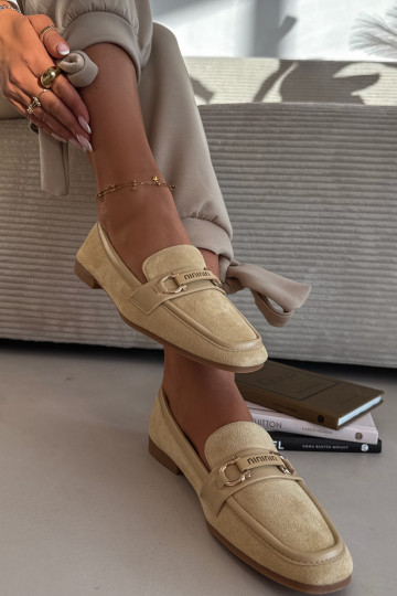 Damenmokassins mit dekorativen Elementen in Gelb Evelora