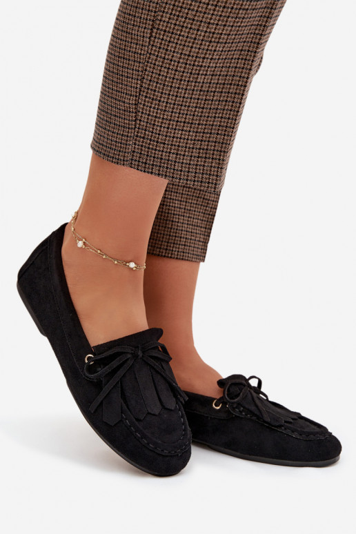 Schwarze Glorina Damen Mokassins mit stilvollen Details und Quasten