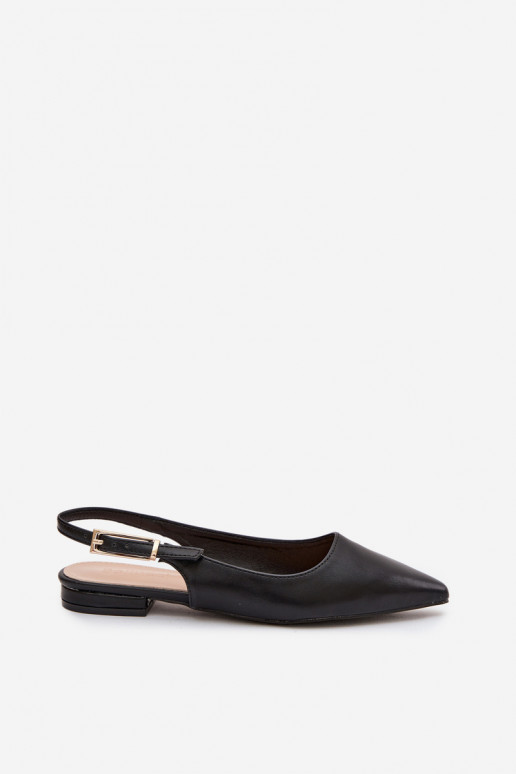 Schwarze Iverelle Ballerinas mit goldenen Schnallen