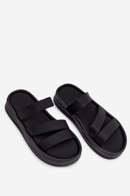  Damenhausschuhe mit einer Plattform mit Streifen schZuarze Farbe Liorine