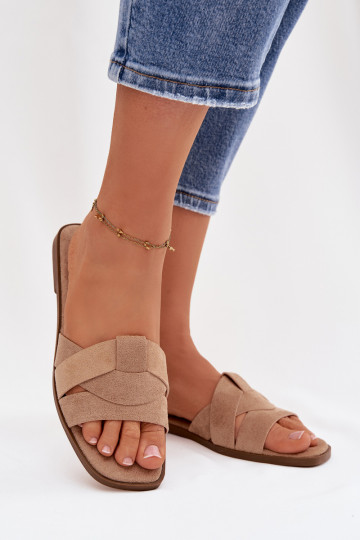 Hausschuhe FrauenZuohnung mit Streifen aus Öko-INildlederoZue Beige Florane