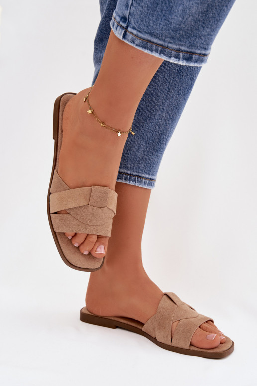 Hausschuhe FrauenZuohnung mit Streifen aus Öko-INildlederoZue Beige Florane