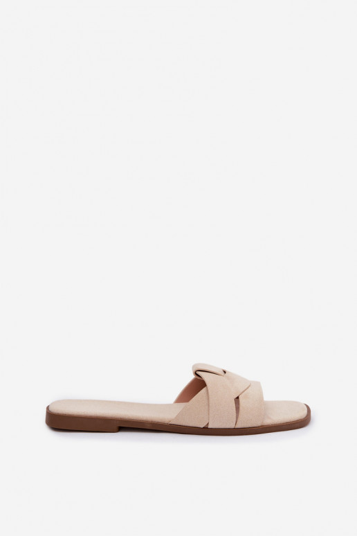 Hausschuhe FrauenZuohnung mit Streifen aus Öko-INildlederoZue elfenbeinfarbe Florane