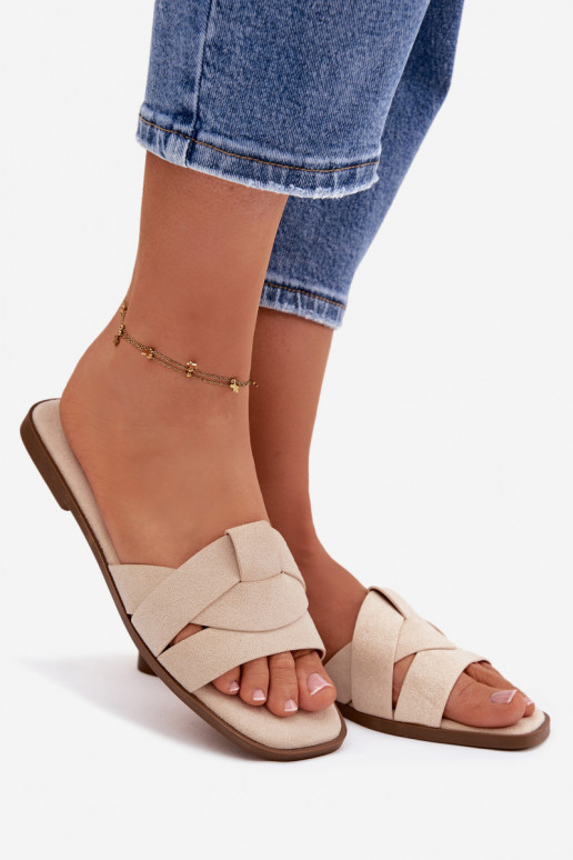 Hausschuhe FrauenZuohnung mit Streifen aus Öko-INildlederoZue elfenbeinfarbe Florane