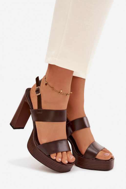 Damen-Sandalen mit hohen Absätzen und Plattform Eko Haut CzekoladoZue Hanelia