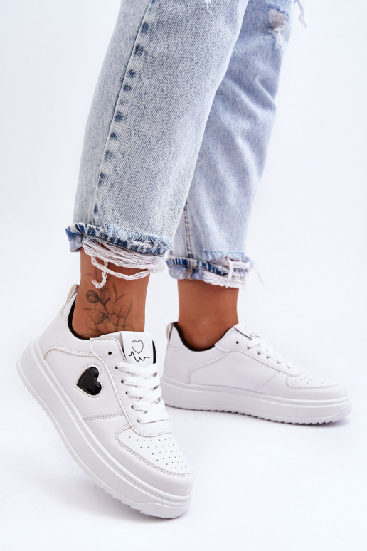 Klassisches Stilvollll Turnschuhe Mit Herz INeiß-schZuarze Farbe Amore