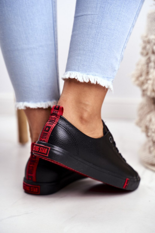 Ledersneaker für Damen Big Star GG274007 schZuarze Farbe