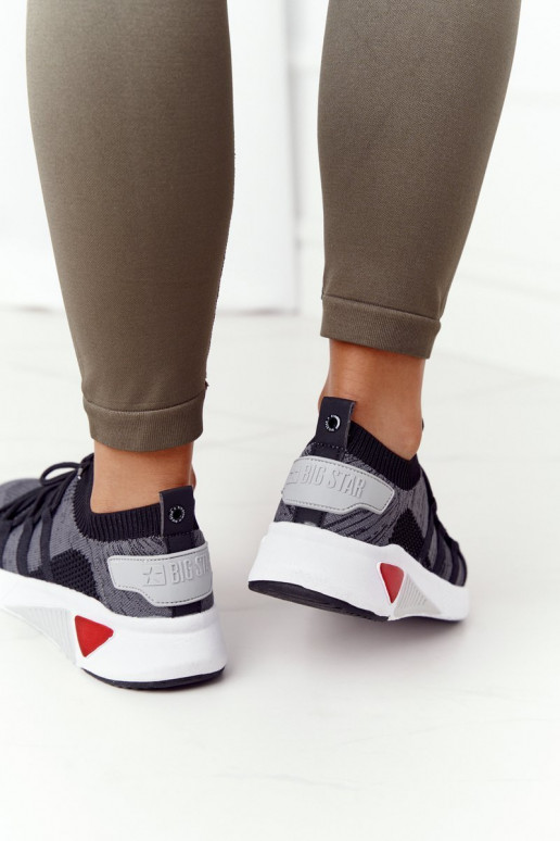 Feminin Sportlicher Stil Schuhe Memory Foam Big Star HH274532 graue Farbe