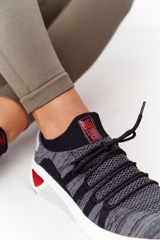 Feminin Sportlicher Stil Schuhe Memory Foam Big Star HH274532 graue Farbe