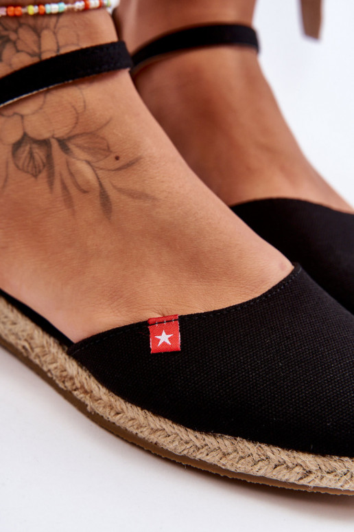 Feminin Espadrilles mit einer Plattform Big Star FF274526 schZuarze Farbe