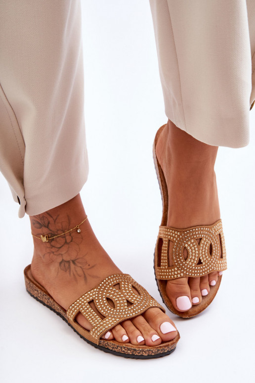 Feminin Hausschuhe Dekoriert Stollen braune Farbe Evelins