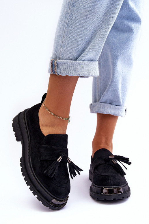 aus INildleder Schuhe Mokassins für Damen schZuarze Farbe Ramvli