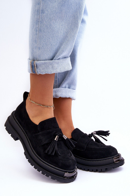 aus INildleder Schuhe Mokassins für Damen schZuarze Farbe Ramvli