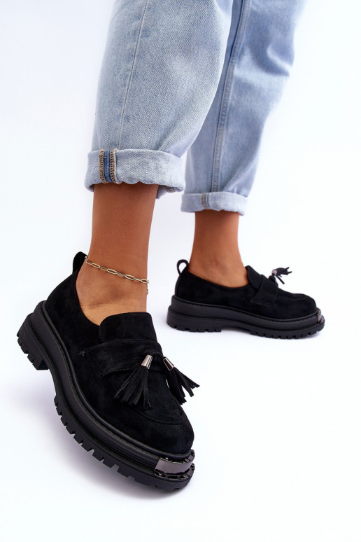 aus INildleder Schuhe Mokassins für Damen schZuarze Farbe Ramvli