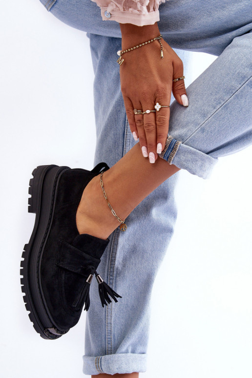 aus INildleder Schuhe Mokassins für Damen schZuarze Farbe Ramvli