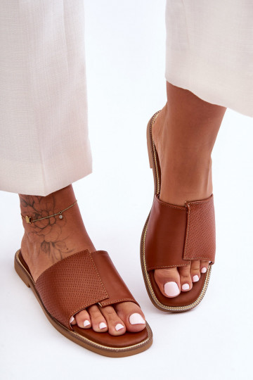 Damenhausschuhe Haut braune Farbe Harmony