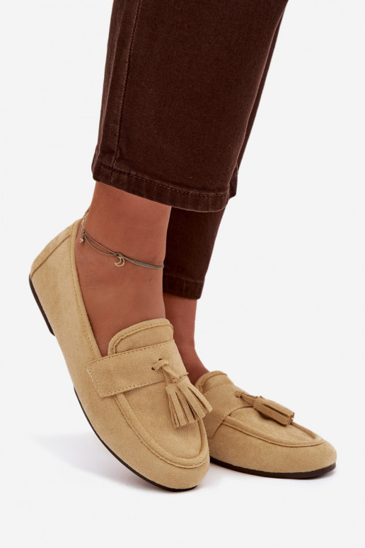 Damenmokassins mit Fransen in Gelb