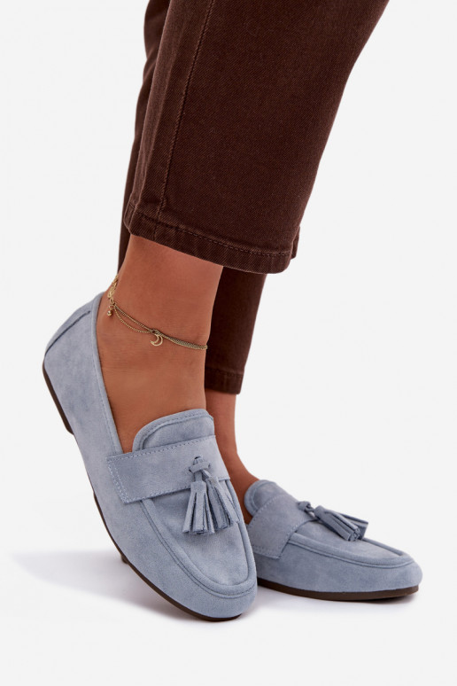 Damenmokassins mit Fransen in Blau