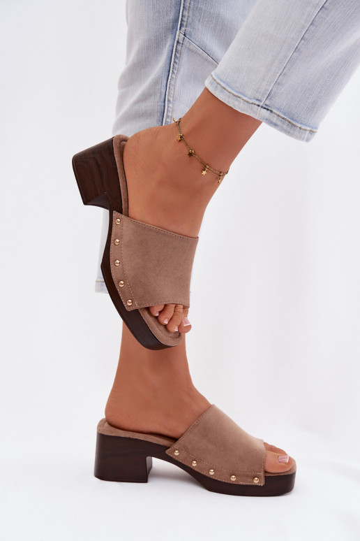 Damenhausschuhe Klocke Ze goldene Farbemi Stollen Beige Davessa