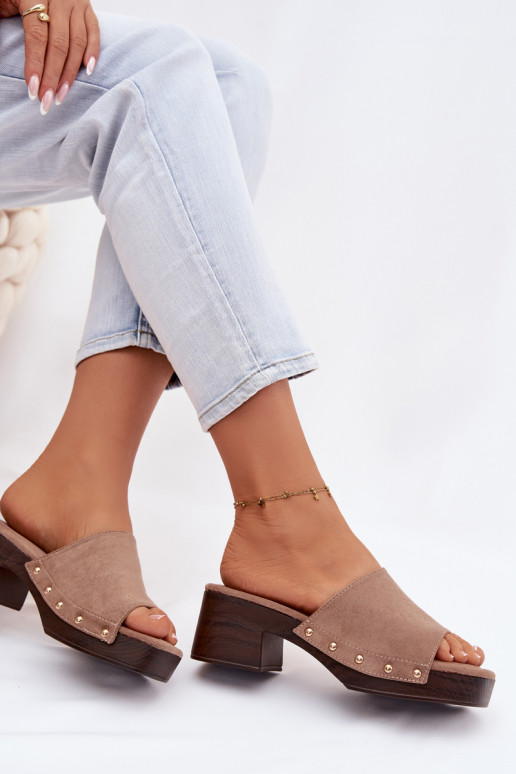 Damenhausschuhe Klocke Ze goldene Farbemi Stollen Beige Davessa