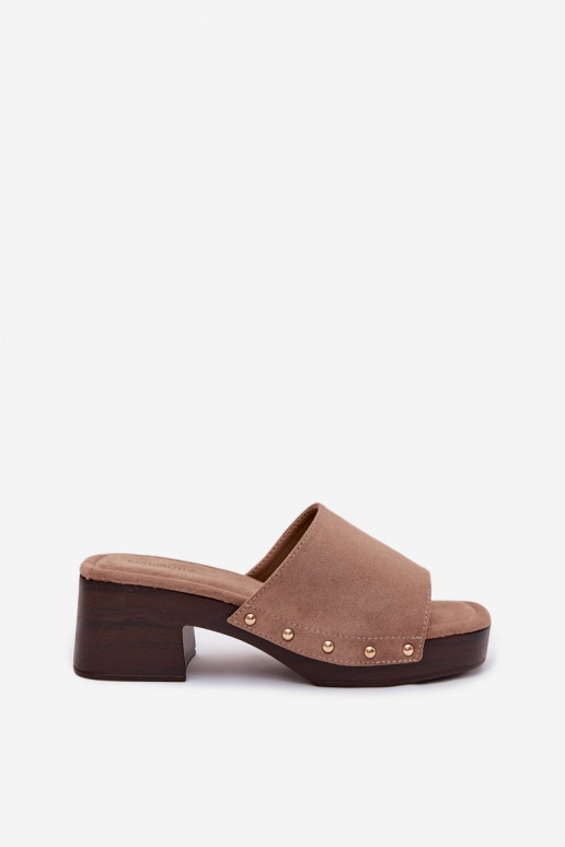 Damenhausschuhe Klocke Ze goldene Farbemi Stollen Beige Davessa