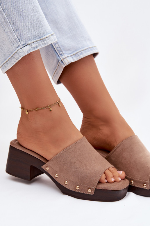 Damenhausschuhe Klocke Ze goldene Farbemi Stollen Beige Davessa