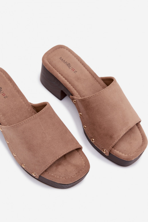 Damenhausschuhe Klocke Ze goldene Farbemi Stollen Beige Davessa