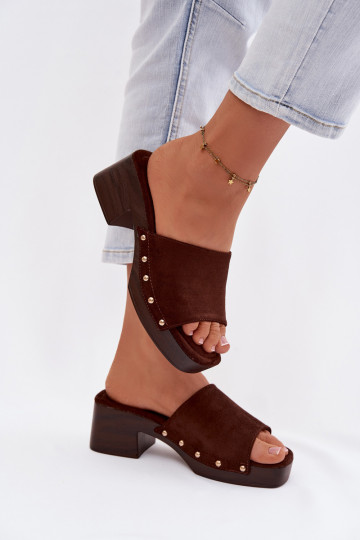 Damenhausschuhe Klocke Ze goldene Farbemi Stollen CzekoladoZue Davessa