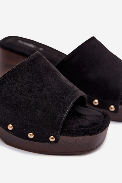 Damenhausschuhe Klocke Ze goldene Farbemi Stollen schZuarze Farbe Davessa