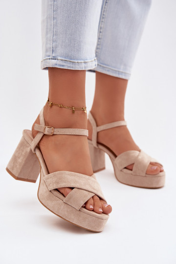 Damen-Sandalen mit hohen Absätzen Beige Janelia 2
