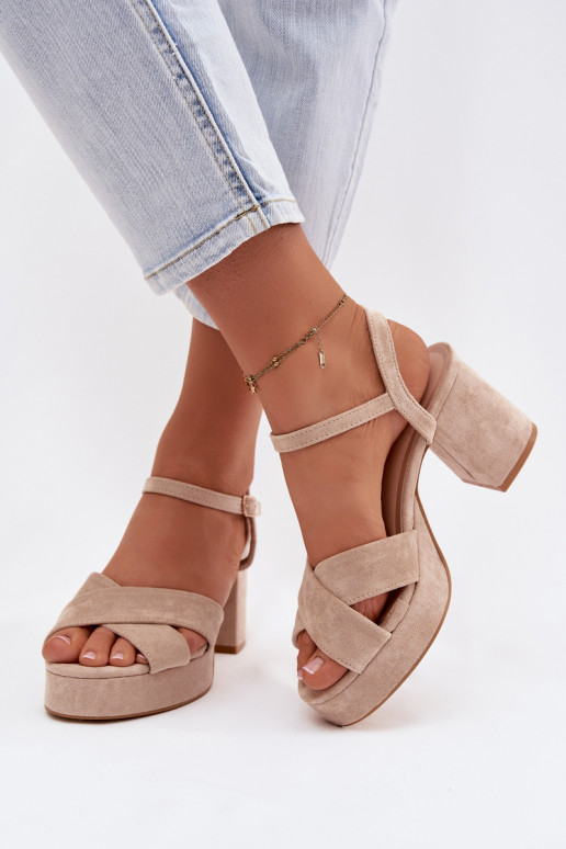 Damen-Sandalen mit hohen Absätzen Beige Janelia