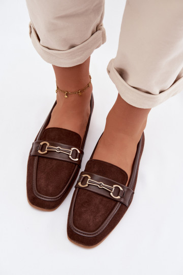 Damen Mokassins mit Ornamenten in brauner Palerina