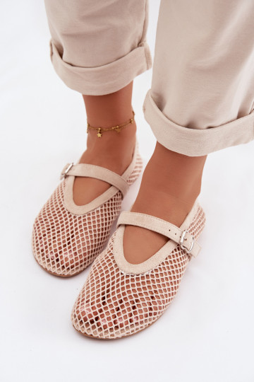 Netz Ballerinas mit Riemen elfenbeinfarbe Pherina 2