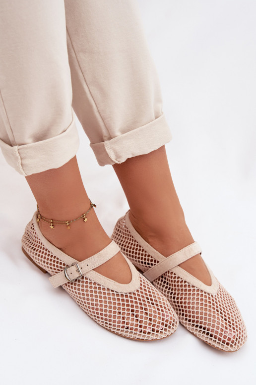 Netz Ballerinas mit Riemen elfenbeinfarbe Pherina