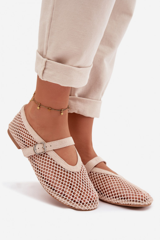 Netz Ballerinas mit Riemen elfenbeinfarbe Pherina