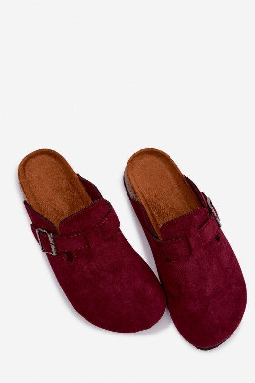 Hausschuhe Verstopfungen Feminin mit Schnallen Burgund Delirisse