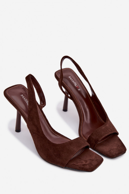 Damensandalen mit dünnen Absätzenaus Öko-INildlederu CzekoladoZue Calvoria