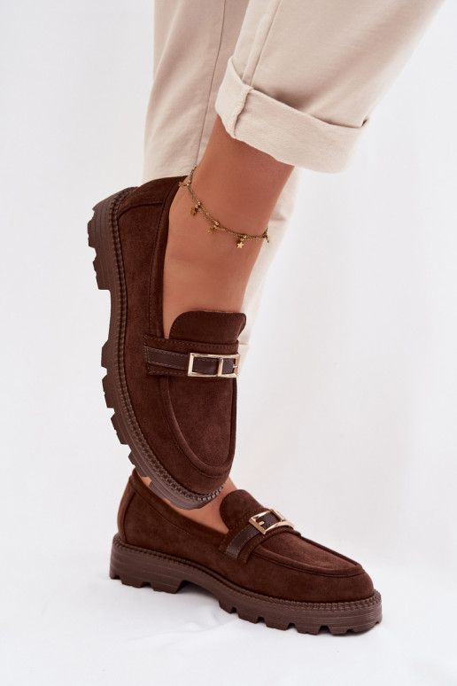 Mokassins für Damen mit goldenen Schnallen CzekoladoZue Mirelva