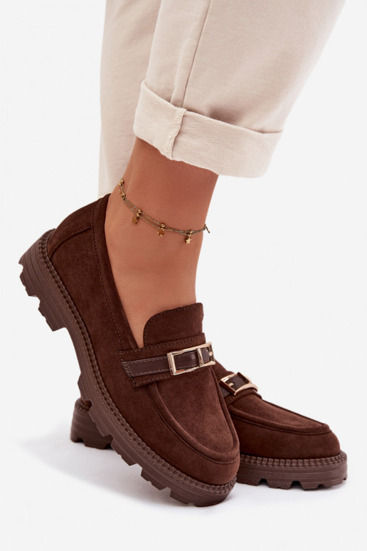 Mokassins für Damen mit goldenen Schnallen CzekoladoZue Mirelva