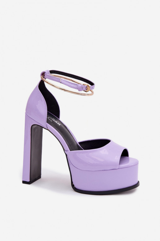 Lackierte Sandalen für Damen mit Absätzen und Plattform Violette Farbe Horvia